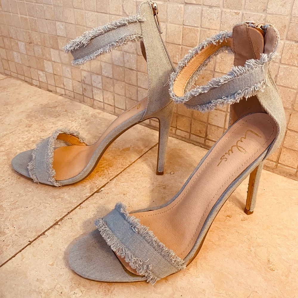 Lulus Light Denim Strappy Heel - NEW 8.5